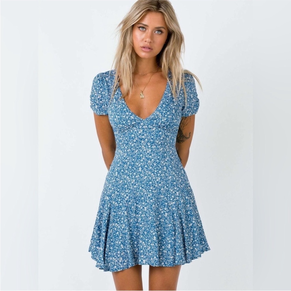 Princess Polly The Sting Blue Floral Mini Dress